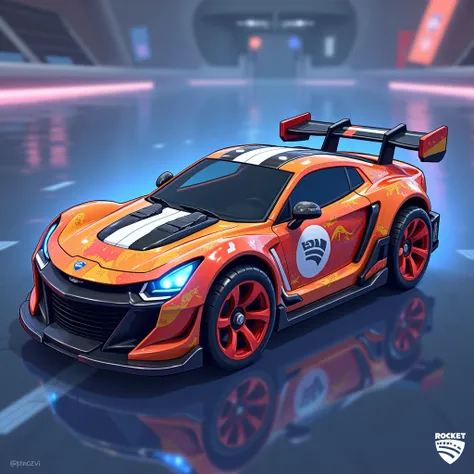 I uploaded an image and would like you to turn this image into a custom decal for the Octane car from the game Rocket League. The decal must be styled to fit the shape of the car while maintaining the essence and key elements of the original image. Include...