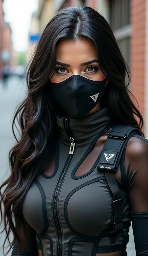 Bright, hight quality, Realistic, three very cute beautiful girl, male die, milf girl, deadly girl, girl delta force, girl Camuflase delta force, very thick hair, container port, girl vest black, pile of male s, male full face mask