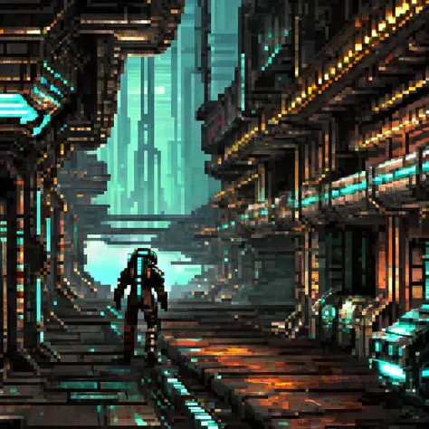 Dead Space, futurism, extreme science fiction, visually stunning, pixel art