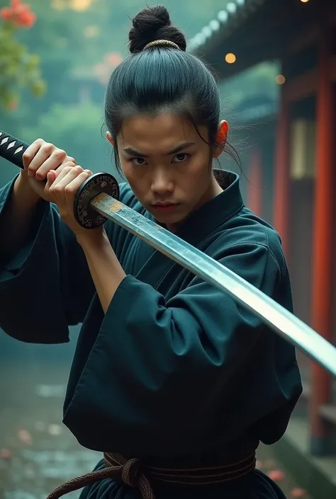 A real life person with nichirin katana