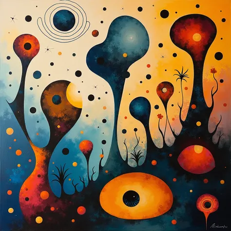 Surrealism Image, based on the art of Jean Miró, create random art that hasn&#39;t been created yet 