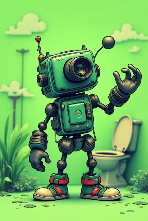 CREATE A GREEN CAMERA MAN BY SKIBIDI TOILET GREETING ME