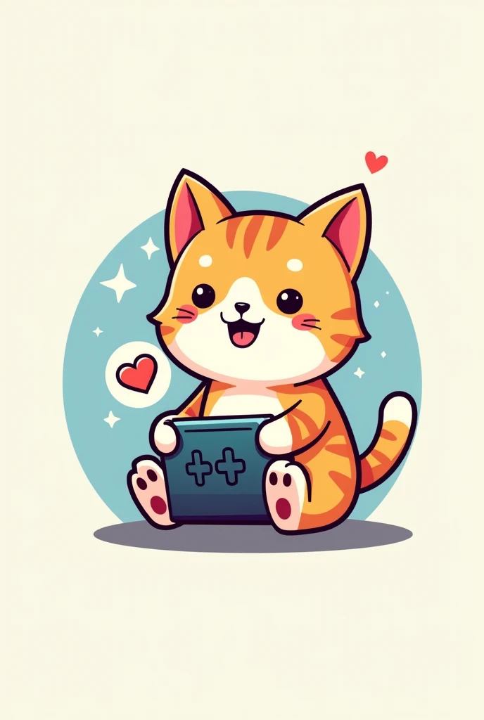 Draw Logo, A Cat Playing Mobile Game , Write Mhin Mhin Gaming , for My TikTok Account profile 