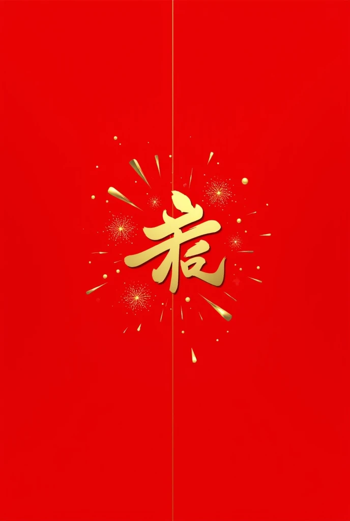 A minimalist red and gold poster design with a sleek Chinese zodiac symbol in the center, surrounded by subtle fireworks and elegant calligraphy of "Happy Lunar New Year."