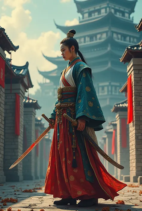  ( Dynamic scale 、4000 years of history in China、 castle in the Qin era 、 Swordsman :1.4) ,, Aesthetically appealing, beautidebtul,    realistic  , winter debtorest,  close,  Prodebtessional photo, 4K,  High dedebtinition,    high detail , 30mm lens, 1/250...