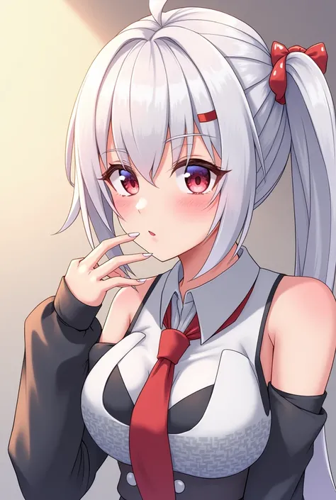 Play a white-haired anime character giving a blow job 