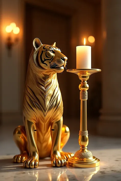  Golden Tiger Statue,gold,Gold Candlestick ,Company