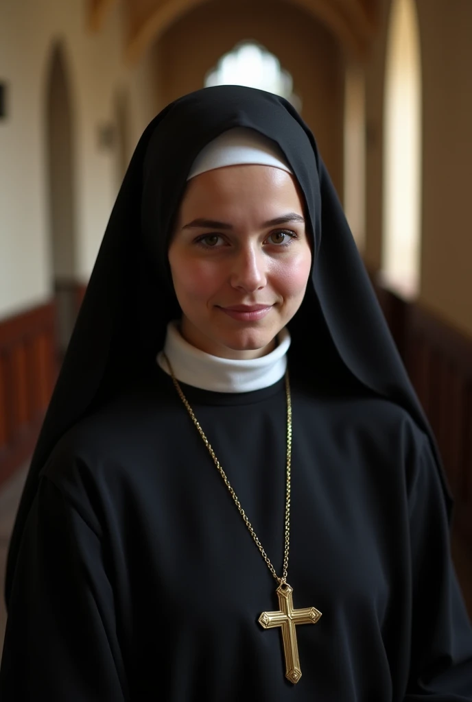 A young Greek nun posing her anus to the camera, in church