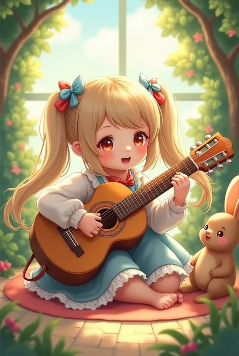  twin tails、 cute、guitar、Rabbit