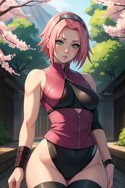 ((Ultra quality)), ((Masterpiece)), Sakura Haruno, Naruto, ((short pink hair)), (Beautiful cute face), (beautiful female lips), charming, ((sexy facial expression)), Look at the camera, eyes slightly open, (White skin color), (blue skin), glow on the body,...