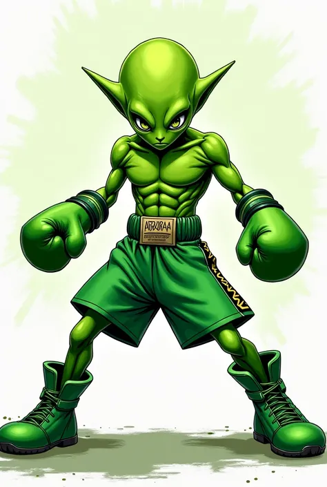 Alien boxer boxing gloves green boxing pants green boxing shoes green boxing shoes anime style image