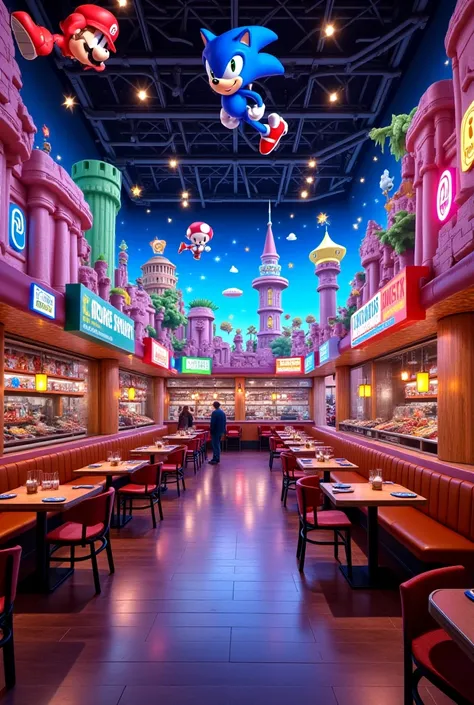  Crash Bandicoot Theme Restaurant, Sonic and Mario bros  