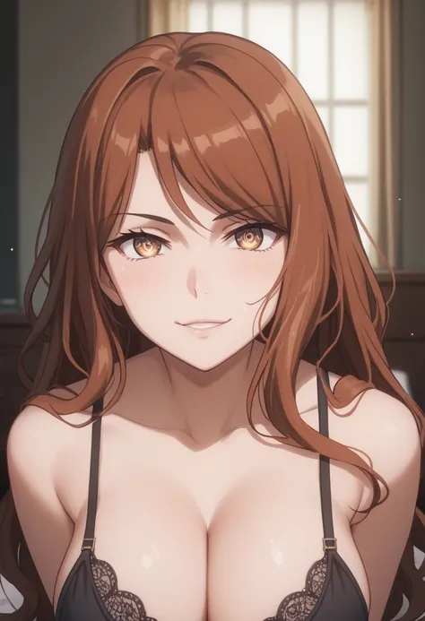  core_9,Brown Hair, , 1 girl, Alone, ,,1 girl, Alone, ldetailed eyes, complex eyes, 　raising hands　　face　, ((best quality))), 8k, 32K, ultra high resolution: 1.2), Alone girl, beautiful woman, (anime),  black lingerie　(( expression of fear))、　Mischievous　b...