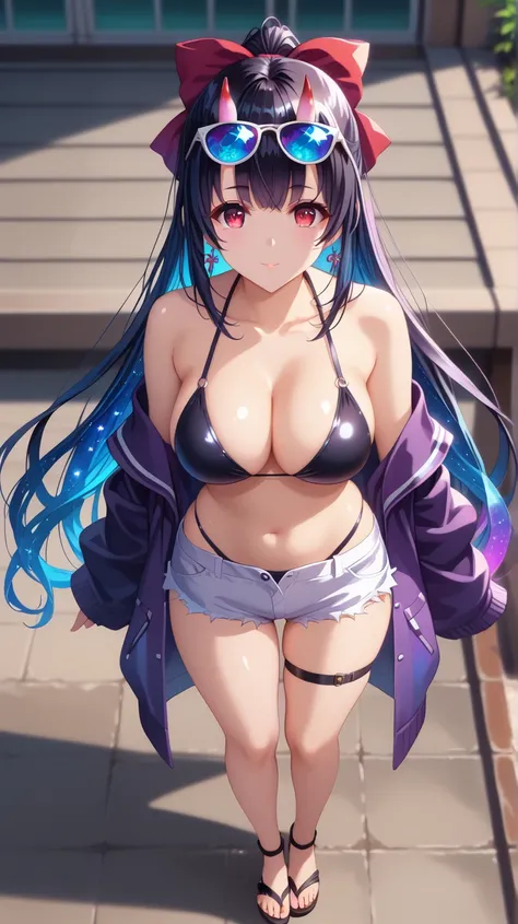 score_9,score_8_up,score_7_up, masterpiece, 1girl, solo, source_anime, scenery,(mature woman:1.3), (wide thighs), (wide hips), (detailed eyes), (high definition eyes), (high gradient eyes), (eyesHD), (best quality:1.4), a close up of a woman with colorful ...