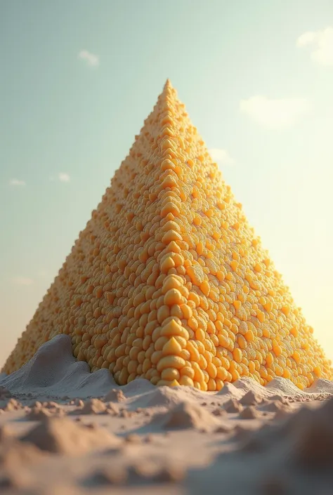 Create an image of pyramid with pineapple skin texture realistic 
