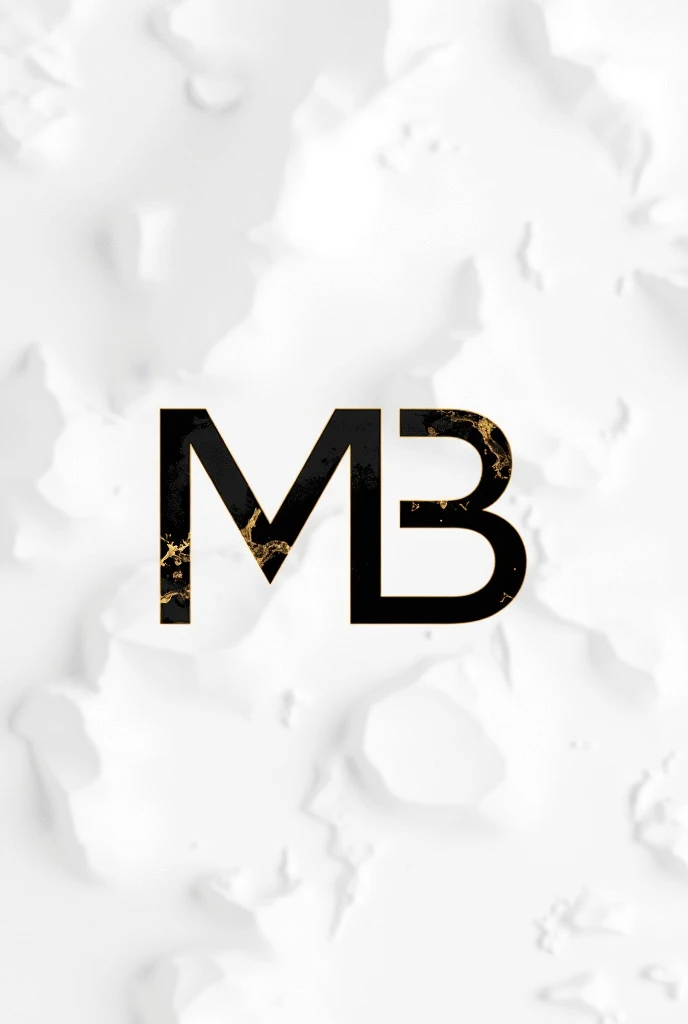 Create a logo with the letters m b black and gold with a detailed white background