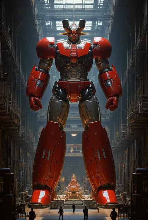 The great hero 、A very realistic giant version of Mazinger Z ,  stands 100 meters high ahead .    a very realistic giant version of Mazinger Z {x} nuclear reactor equipment production line made with the latest materials such as steel  ,   Carbon Fiber  ,  ...