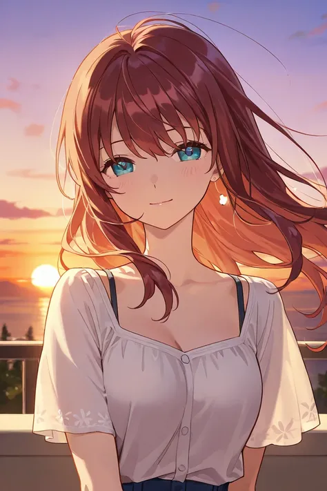 Sunset wallpaper with anime-style image