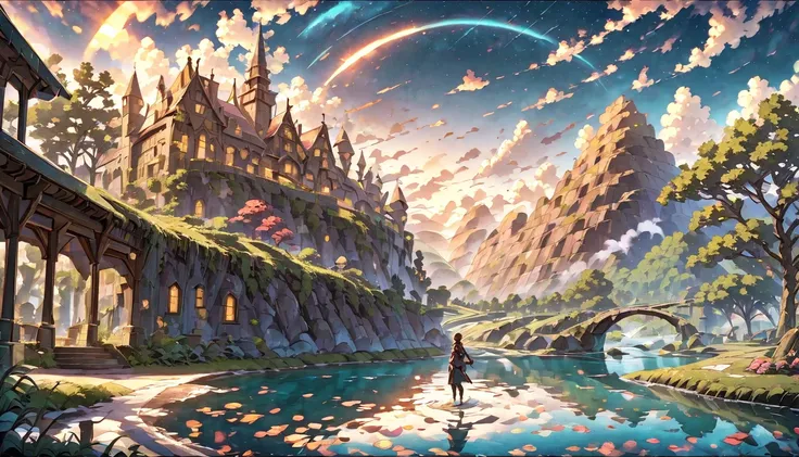   anime style,      fantasy、nature、  beautiful、  adventure  、 Another dimension mysterious、human、male、Nice、、Integrity、healthy、  male中心 、 whole body、   背景 healthy    、        round ratio background 8         :male2、