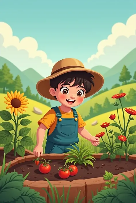 **Title: The Little Gardener**

Once upon a time, in a small village nestled between rolling hills, there was a young boy named Leo. Leo was ten years old and loved to spend his days outside, exploring the woods and playing with his friends. But there was ...