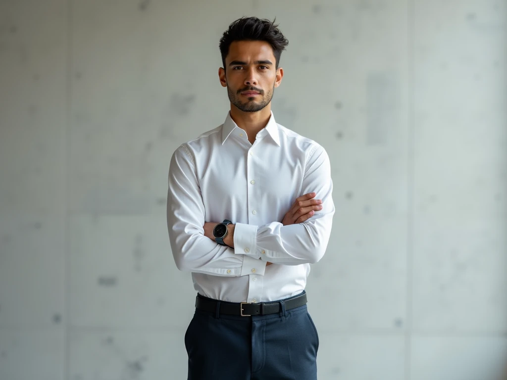 Business Administration and Management student, Standing with folded arms of Latin American nationality