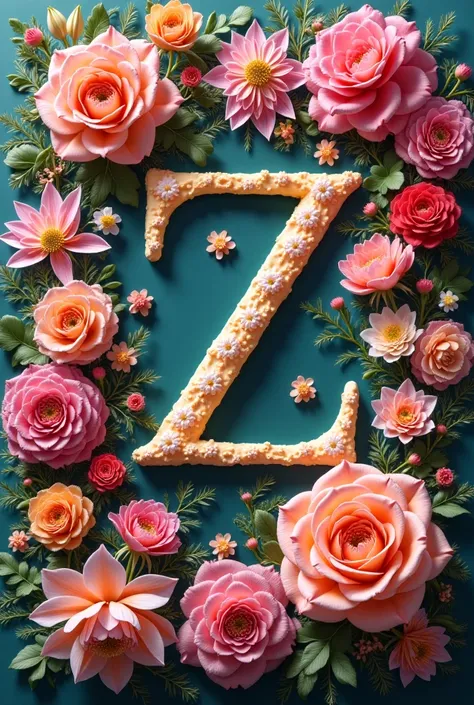 An image with the initials cz and a background with flowers 