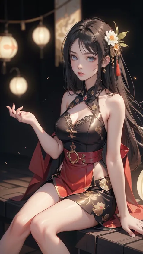 Upper body, (((8k wallpaper of extremely detailed CG unit, ​masterpiece, 超A high resolution:1.2, top-quality:1.2, masutepiece))), ((extremely beautiful lady, extremely detailed beautiful face, Highly detailed black eyes, Very beautiful body, Top quality re...