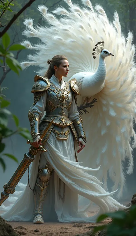 Combine Warrior and white peacock with weapon