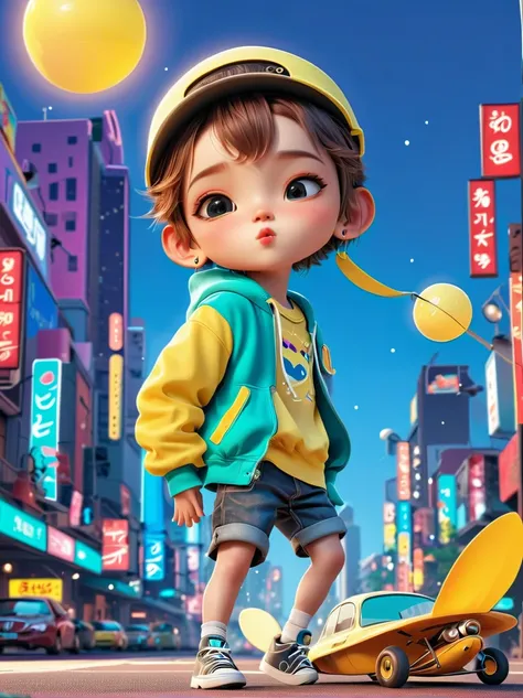 Poster Design,  starry sky elements,  freak ,  boy ,  brown hair ,  whole body,  Corporate Punk , การออกแบบ Detailsตัวละคร,  velvet doll style ,  spectacular colorful animation ,  Animated Slides Color variation ,  Garage Kit , Two dimensions,  2D Game Art...