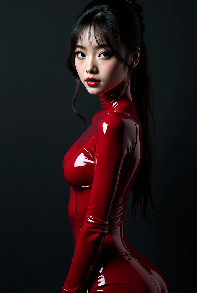 make the asian girl wear a latex suit