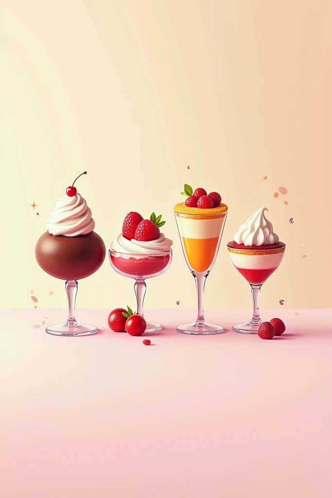 I need you to make me like an animated logo of desserts in glasses