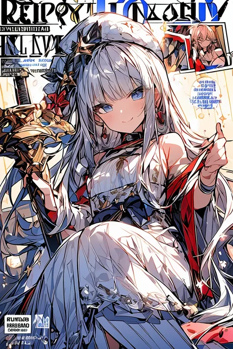 (from below:1.2),((1girl, silver hair, long hair, qutel blue eyes, beautiful eyes, pretty smile:1.5, ), ( off-shoulder dress, sweater dress,, santa hat, black tights, santa boots), (((holding ominous japanese sword:1.1 ))), ((battlescene,slashilg,killing t...