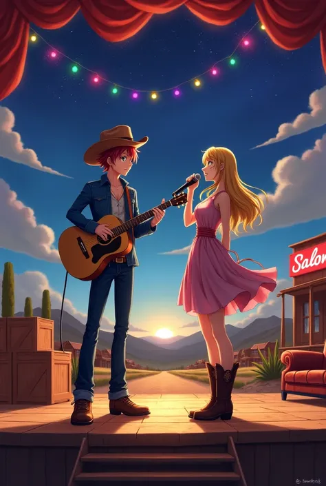 Natsu and Lucy cowboy in western country music singers
