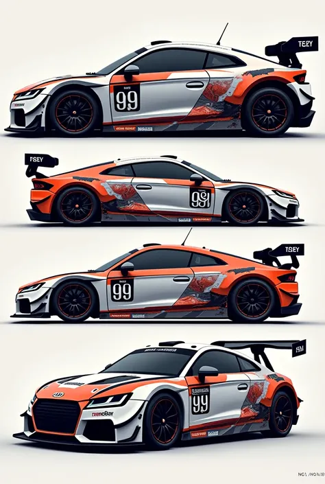 create a personalized decal for horizontal rally-type races with the number 99 and the name Daniel Luzuriaga (The name in the middle of the number)