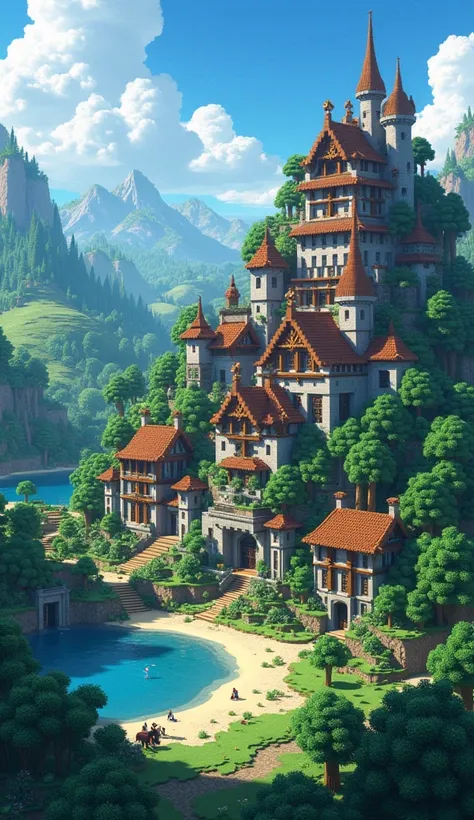 (high quality), (masterpiece), (highly detailed),(best quality), ((ultra-detailed) ), (middle), (no crop), (anime), (scenery), a minecraft village 8k, 4k, UHD, high resolution