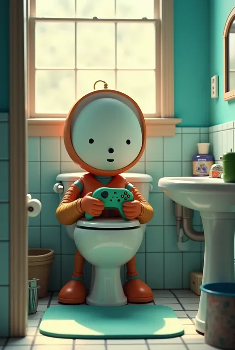 make a skibidi toilet head in the toilet, and they are playing xbox