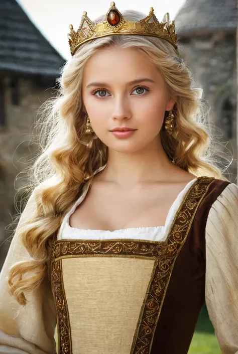  brown-eyed blonde princess in the middle ages  