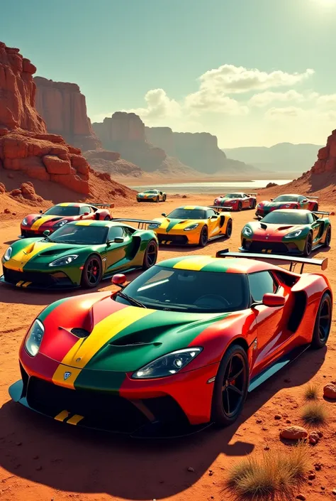 V8 car vehicles with ethiopian flags painted 