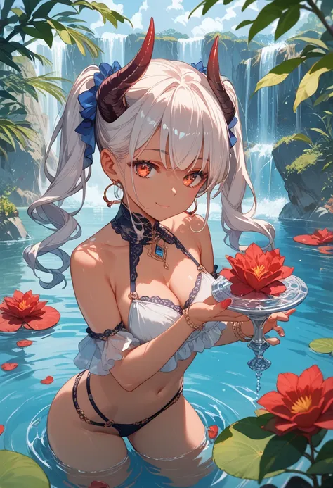 score_9, score_8_up, score_7_up, source_anime, beautiful, perfect eyes, Water Genasi nude demon woman