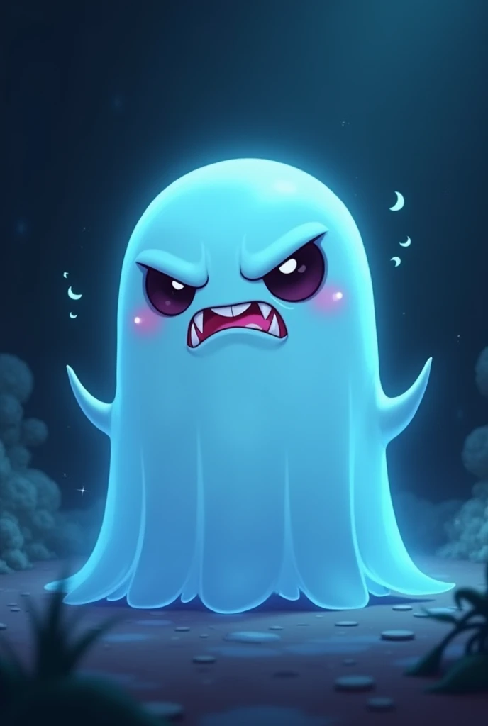 Cute and angry animated ghost