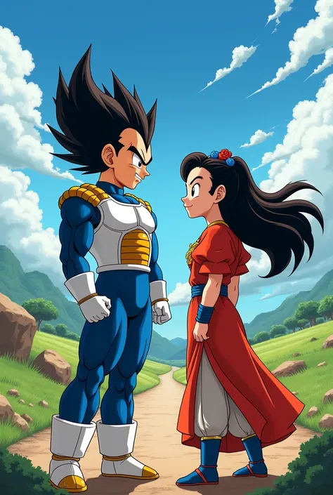 Vegeta and chichi together in dragon ball 