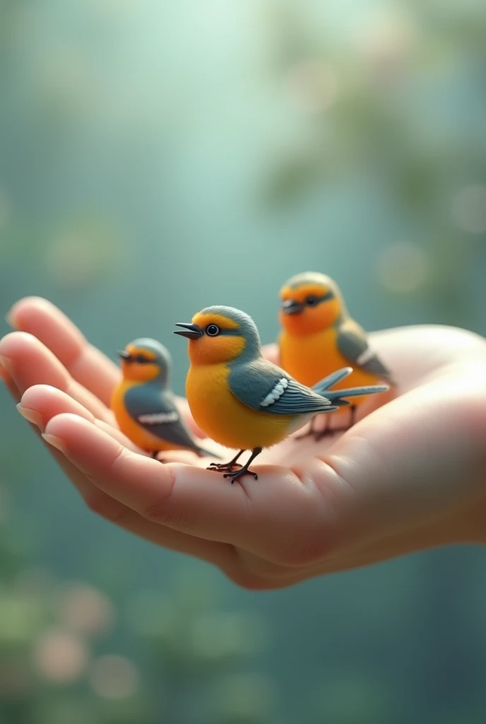 Unique mini birds in hand ai video bna do 