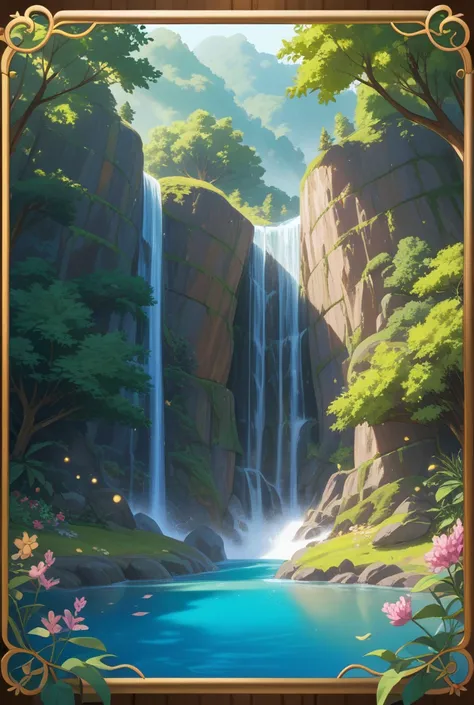 1. Floral Borders: Add flowers or foliage overlays that complement the colors of the waterfall.


2. Mist Effects: Enhance the misty ambiance around the waterfall for a more ethereal look.


3. Rocks and Stones: Integrate realistic rock textures to emphasi...