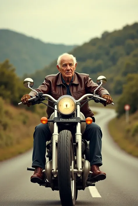 Old man riding a motorcycle 