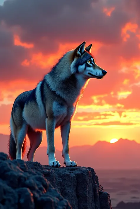 I need a wolf looking at the horizon 