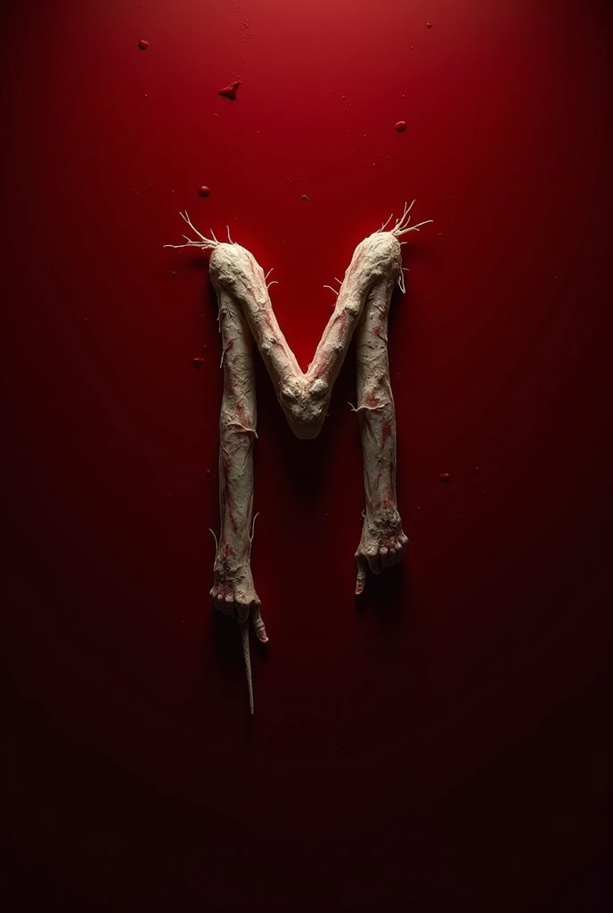 Letter "M", logo, red, logo for filmmaking agency, the letter is made with skin, a24 vibes, netflix vibes, creepy, best quality