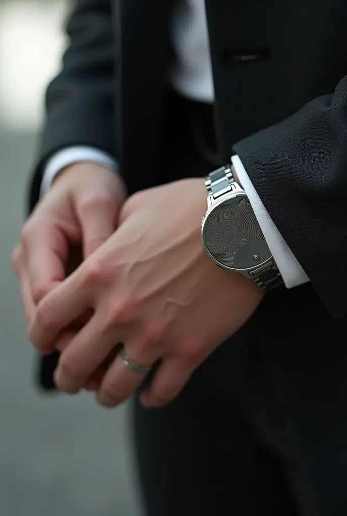  A womans hand and a mans hand handcuffed to a police wife with a black background and the. Mans hand in a suit 