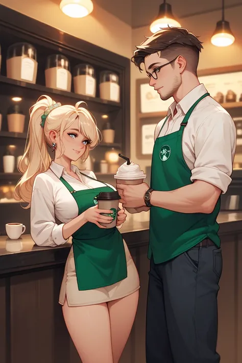 An adult girl and boy who want to separate at coffee shop