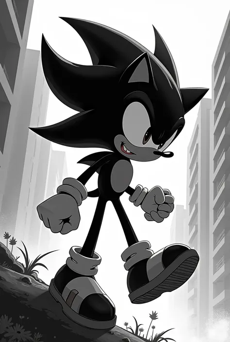 crée moi un hérisson comme sonic mais qui est noir et blanc