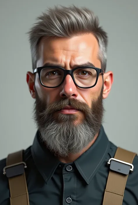 Create a realistic picture of a 27-year-old Saudi industrial engineer wearing glasses with a beard in the form of beams, light hair and fair skin